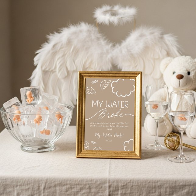 Invitación Little Piece of Heaven  My Water Broke Game Beige  (Little Piece of Heaven My Water Broke Game Beige)