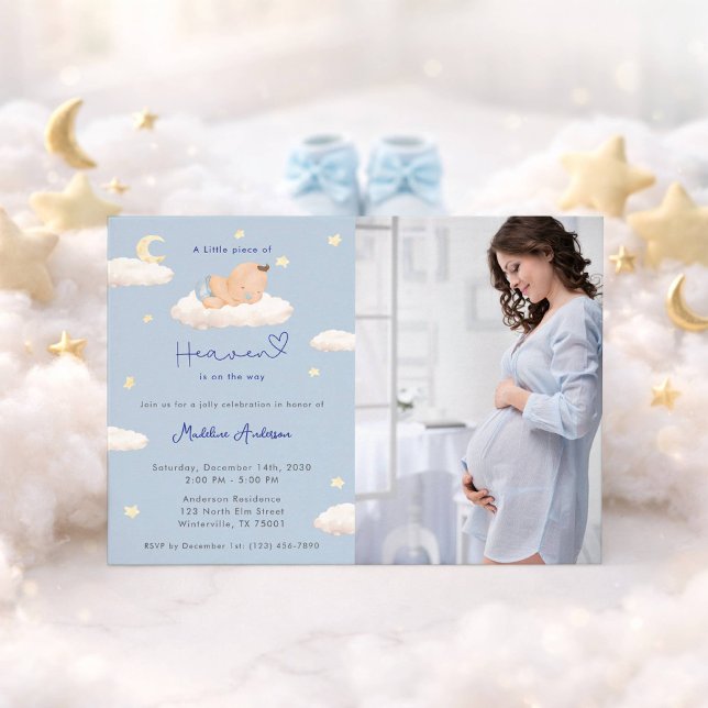 Invitación Little Piece of Heaven Photo Baby Boy Shower (Subido por el creador)