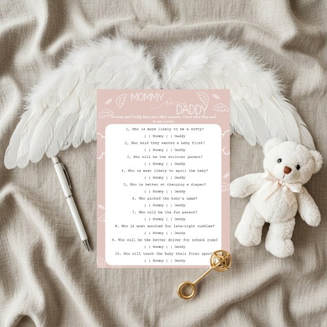 Invitación Little Piece of Heaven Pink Guess Who Game  (Little Piece of Heaven Guess Who Game Invitation)