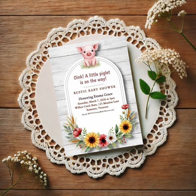 Invitación Little Piglet Sunflower Farm Baby Shower (Subido por el creador)