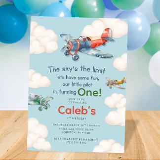 Invitación Little Pilot's First Birthday