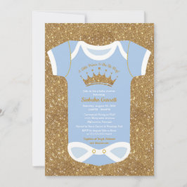 Invitación Little Prince Baby Blue & Royal Gold Baby Shower