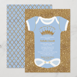 Invitación Little Prince Baby Blue & Royal Gold Baby Shower