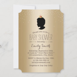 Invitación Little Prince Silhouette Gold Metallic Baby Shower