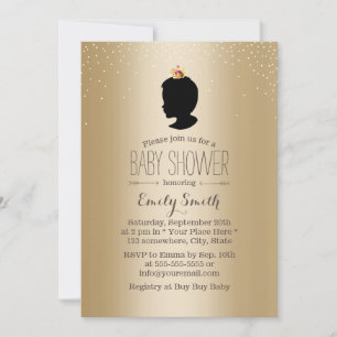 Invitación Little Prince Silhouette Gold Metallic Baby Shower