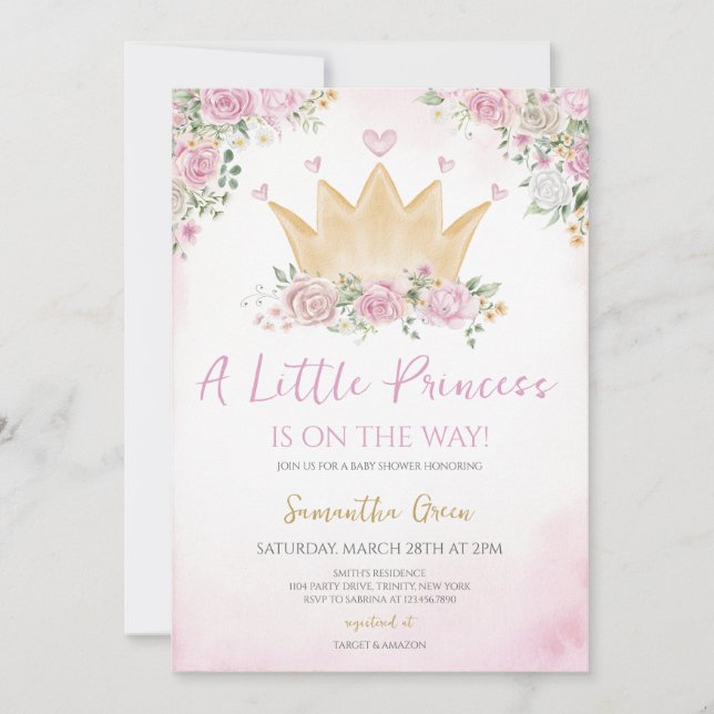 Invitación Little Princess Baby Shower (Anverso)