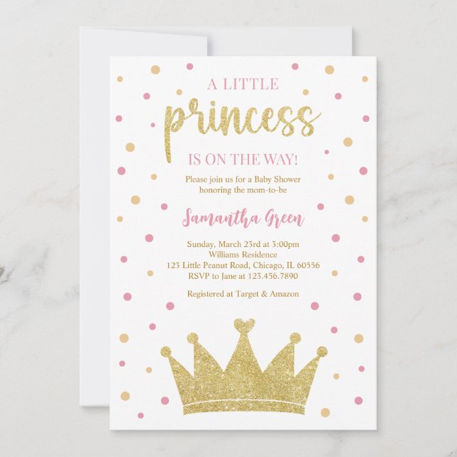 Invitación Little Princess Baby Shower (Anverso)