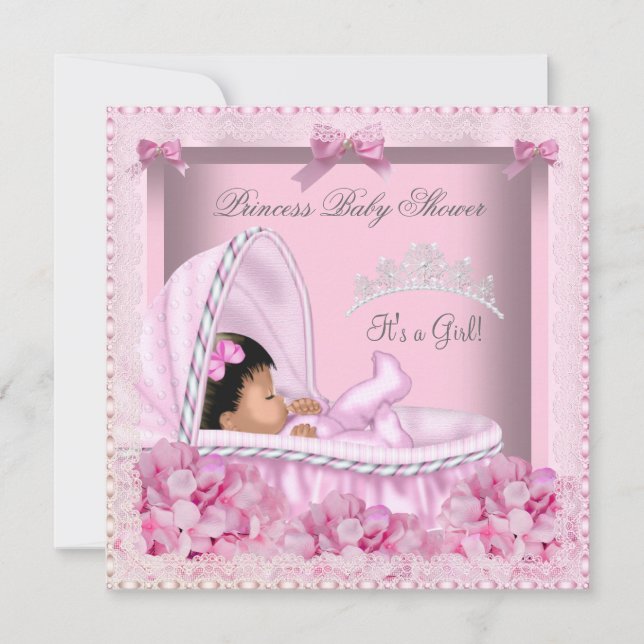 Invitación Little Princess Baby Shower Chica Lace AM (Anverso)