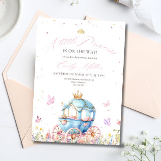 Invitación Little Princess Baby Shower Pink Royal Theme Girl