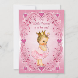 Invitación Little Princess Ballerina Love Hearts Baby Shower