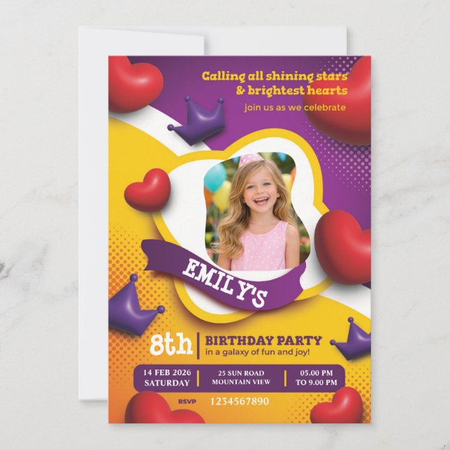 Invitación Little Princess Birthday Invite – Fairytale Crown  (Anverso)