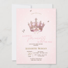 Invitación Little Princess Crown Pearls Dots Baby Shower