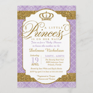 Invitación Little Princess Royal Purple and Gold Baby Shower