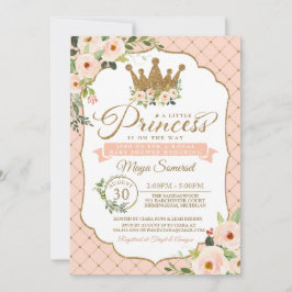 Invitación Little Princess Rubor Floral Royal Baby Shower
