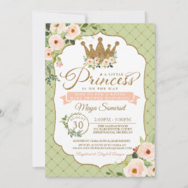 Invitación Little Princess Rubor Mint Gold Royal Baby Shower