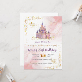 Invitación Little princess Theme invitaion. Kids party.