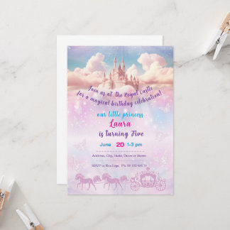 Invitación Little princess Theme invitaion. Kids party.