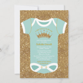 Invitación Little Princess Turquoise Purpurina Gold Baby Show