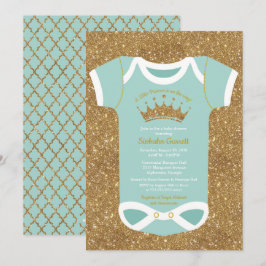 Invitación Little Princess Turquoise Purpurina Gold Baby Show