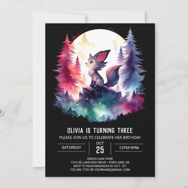 Invitación Little Printable Wolf Birthday (Anverso)