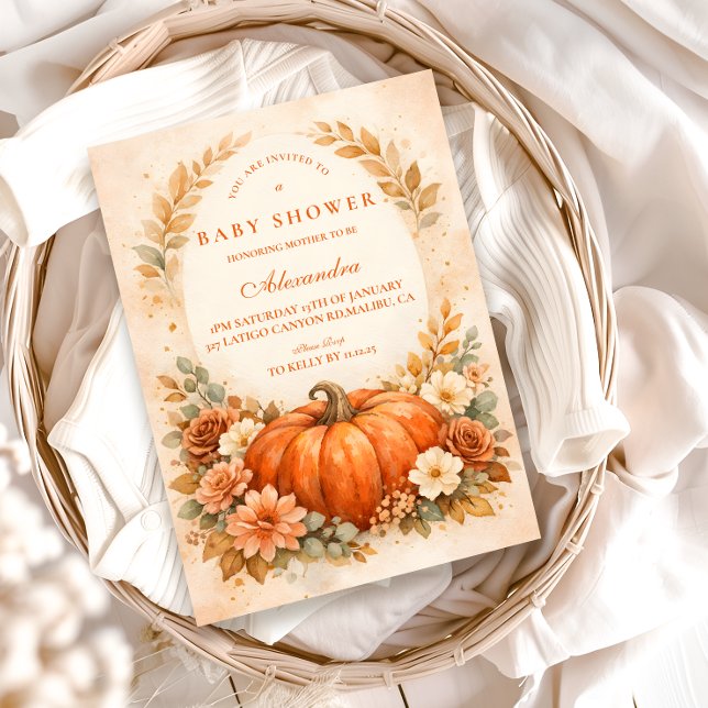 Invitación Little Pumpkin Fall Baby Shower (Subido por el creador)