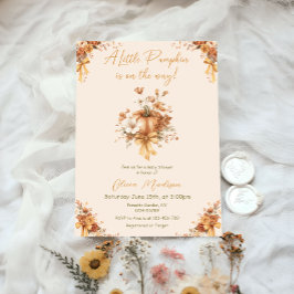 Invitación Little Pumpkin Fall Floral Baby Shower Invitation