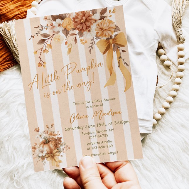 Invitación Little Pumpkin Fall Floral Baby Shower Invitation (Subido por el creador)