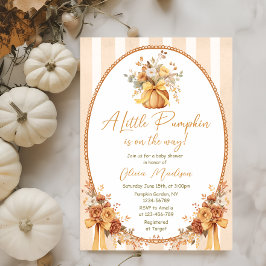 Invitación Little Pumpkin Floral Bow Baby Shower Invitation