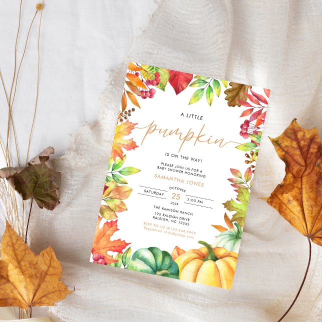 Invitación Little Pumpkin Gender Neutral Fall Baby Shower  (Subido por el creador)