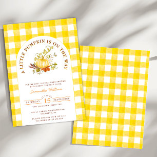 Invitación Little Pumpkin Gingham Plaid Boho Baby Shower