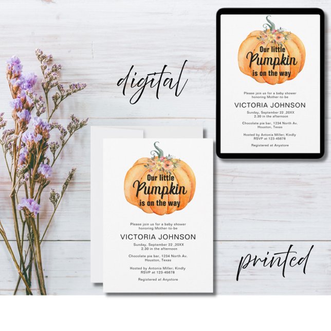 Invitación Little Pumpkin is on the way Baby Shower  (Subido por el creador)