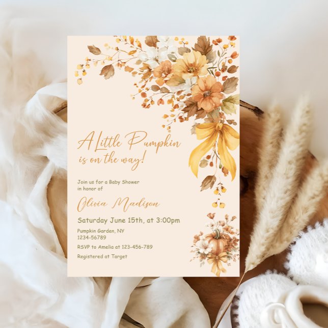 Invitación Little Pumpkin Is On The Way Baby Shower (Subido por el creador)