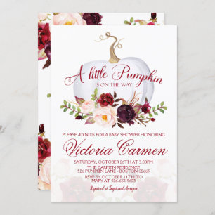 Invitación Little Pumpkin Marsala y Rubor Baby Shower