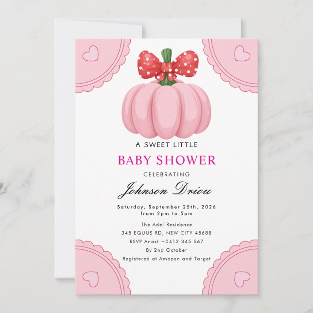 Invitación Little Pumpkin on the Way Baby Shower (Anverso)