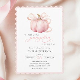Invitación Little Pumpkin on the Way Pink Bow Baby Shower
