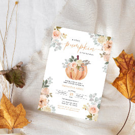 Invitación Little Pumpkin Pink FloralFall Baby Shower 