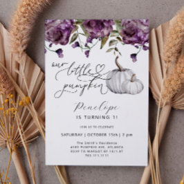 Invitación Little Pumpkin Purple Floral Birday