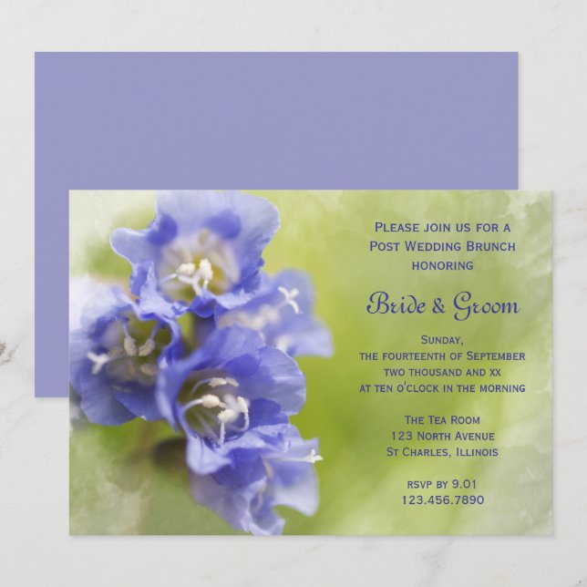 Invitación Little Purple Garden Flowers Post Boda Brunch (Anverso / Reverso)
