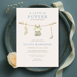 Invitación Little Putter Golf Clothesline Boy Baby Shower