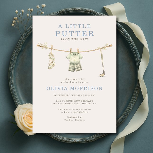 Invitación Little Putter Golf Clothesline Boy Baby Shower (Subido por el creador)