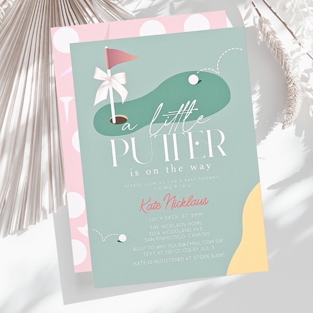 Invitación Little Putter Golf Fairway Bow Girl Baby Shower (Subido por el creador)