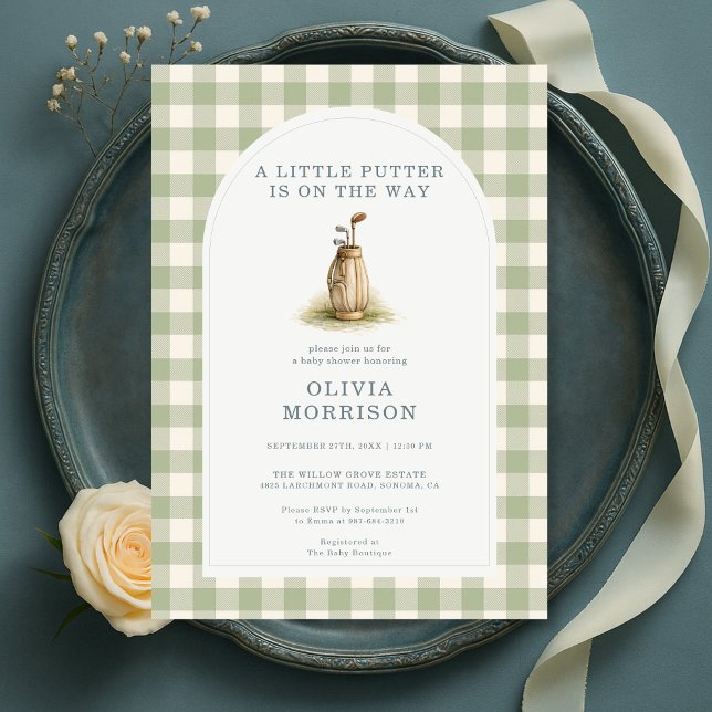 Invitación Little Putter Golf Gingham Baby Shower (Subido por el creador)