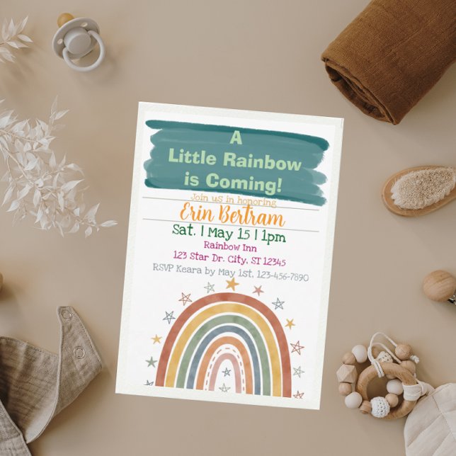 Invitación Little Rainbow Coming, Boho Baby Shower  (Subido por el creador)