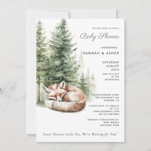 Invitación Little Rascal Raccoon Forest Baby Shower (Anverso)