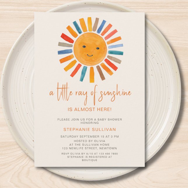 Invitación Little Ray of Sunshine Boho Baby Shower  (Subido por el creador)