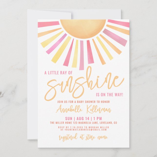 Invitación Little Ray Of Sunshine Boho Baby Shower (Anverso)