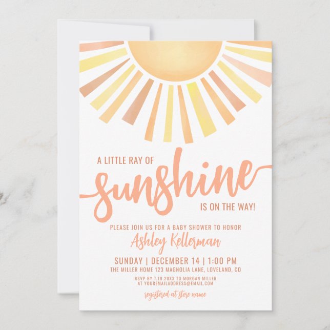 Invitación Little Ray Of Sunshine Boho Baby Shower (Anverso)