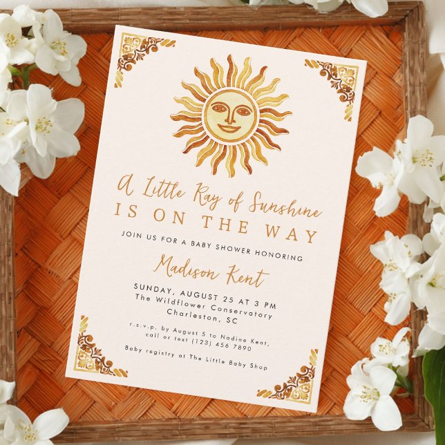 Invitación Little Ray of Sunshine Boho Sun Baby Shower (Subido por el creador)