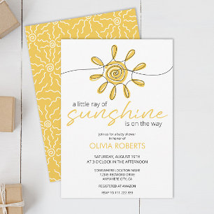 Invitación Little Ray Of Sunshine Line Art Sun Baby Shower