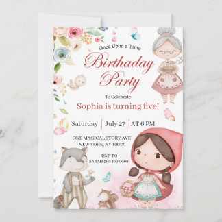 Invitación Little Red Riding Hood birthday invitation